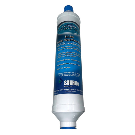 Shurflo by Pentair Quad-Stage Bacteriostatic KDF/Carbon In-Line City Water Entry Filter w/Garden Hose Ends [RV-210GH-KDF-A]